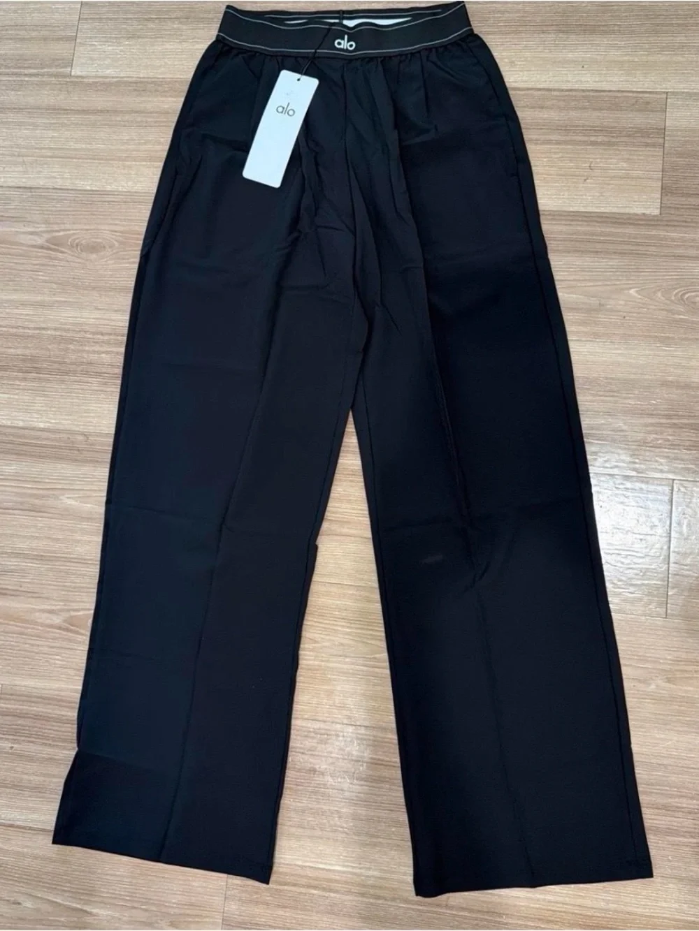 ALO Yoga Black Wide-Leg Lounge Trousers